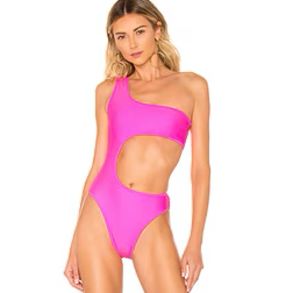 Ellejay Other - ElleJay Kristin Neon Pink One-Shoulder Cutout Swimsuit